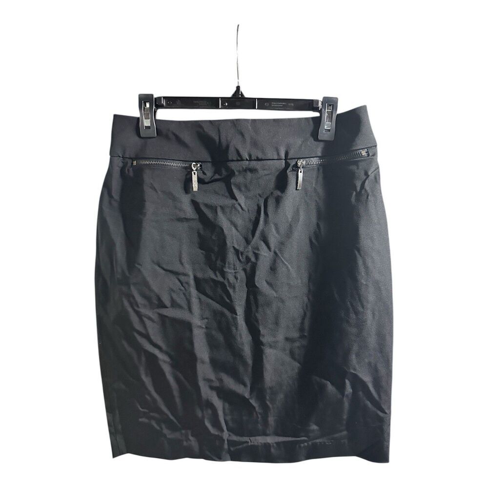 NWT Center Ville Paris Black Pencil Skirt - Size 12 Pockets Button Formal‎ Work